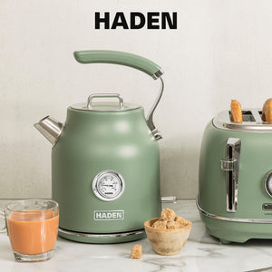 Haden Dorset 1.7 Liter Electric Water Kettle with 360-Degree Base, Cedar Green - TRAPSKI