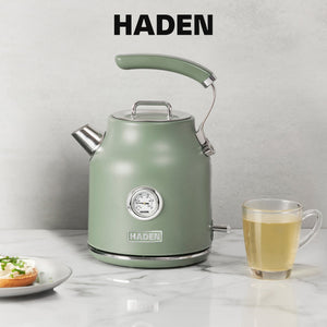 Haden Dorset 1.7 Liter Electric Water Kettle with 360-Degree Base, Cedar Green - TRAPSKI