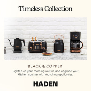 Haden Electric Tea Kettle, Gooseneck Hot Water Boiler, 0.6L Teapot, Black/Copper