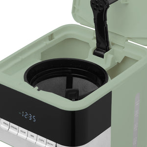 Haden Programmable Drip Coffee Maker, 12 Cup Cafe Machine & Carafe, Green/Chrome