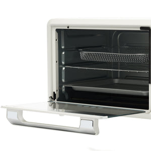 Haden Countertop 6 Slice Toaster Oven Air Fryer Combo for Kitchen, Ivory/Chrome