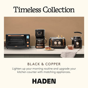 Haden Countertop 6 Slice Toaster Oven Air Fryer Combo for Kitchen, Black/Copper