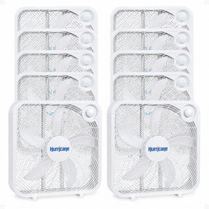 Hurricane 20" Classic Series Floor Box Fan with 3 Speed Settings, 10 Pack, White