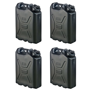 Scepter 5 Gallon Heavy Duty Military Style HDPE Water Container, (4 Pack), Black