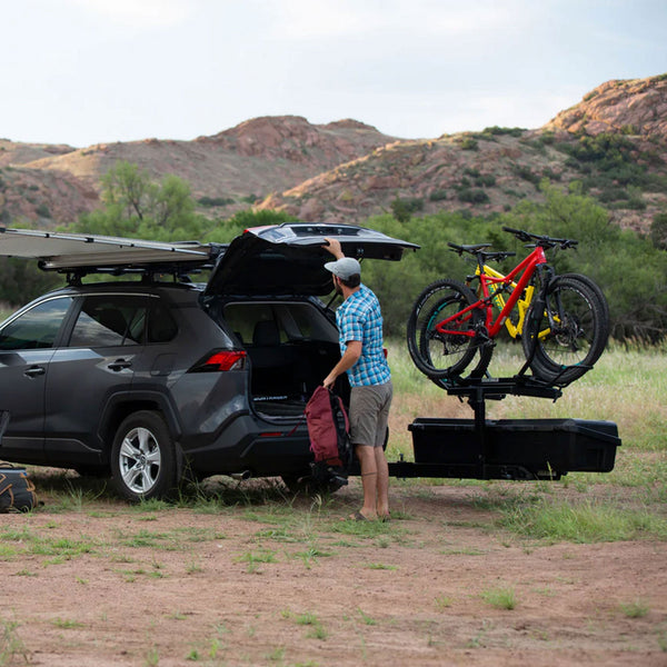 Yakima EXO SwingBase Hitch Base Rack & EXO GearLocker Vehicle Rooftop Cargo Box