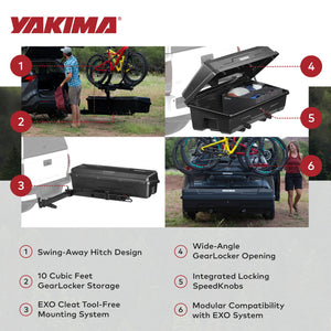 Yakima EXO SwingBase Hitch Base Rack & EXO GearLocker Vehicle Rooftop Cargo Box