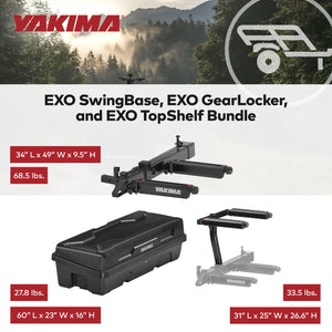 Yakima EXO SwingBase Hitch Base Rack with GearLocker Cargo Box and TopShelf Rack