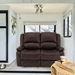 RecPro Charles 58 Inch Recliner Sofa RV Faux Leather Lounge Furniture, Mahogany - TRAPSKI