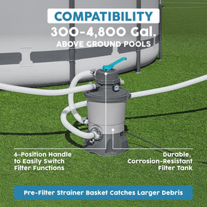 Bestway 950 Gallon Sand Filter Pump for Above Ground Outdoor Swimming Pools