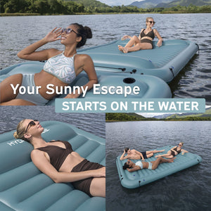 Bestway Hydro-Force Sun Soaker Inflatable 4 Person Water Float Platform Lounger