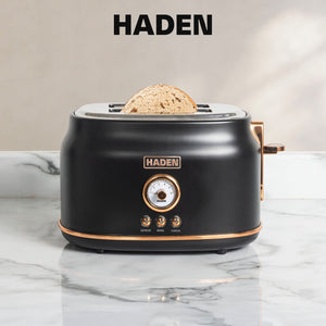 Haden Dorset Electric Water Kettle & 2 Slice Wide Slot Toaster, Black & Copper