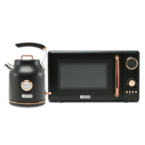 Haden 700W Countertop Microwave & Dorset 1.7L Electric Kettle, Black & Copper