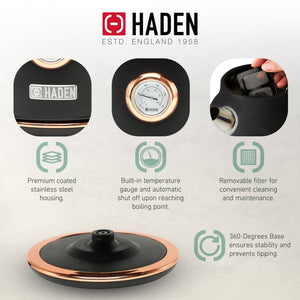 Haden 700W Countertop Microwave & Dorset 1.7L Electric Kettle, Black & Copper