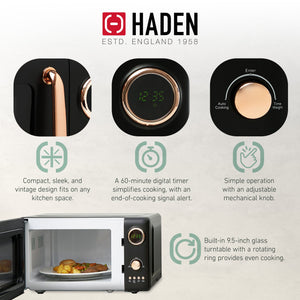 Haden 700W Countertop Microwave & Dorset 1.7L Electric Kettle, Black & Copper