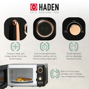 Haden 700W Countertop Microwave & Dorset 1.7L Electric Kettle, Black & Copper