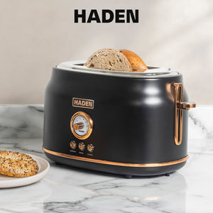 Haden Dorset 2 Slice Wide Slot Toaster & 12 Cup Coffee Maker, Black & Copper