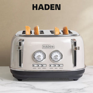 Haden Dorset 12 Cup Coffee Maker & 4 Slice Wide Slot Toaster, Putty & Chrome - TRAPSKI