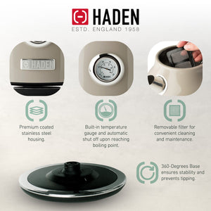 Haden 700W Countertop Microwave & Dorset 1.7L Electric Kettle, Putty & Chrome