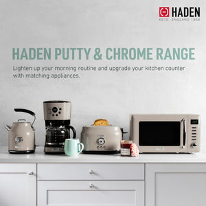 Haden 700W Countertop Microwave & Dorset 1.7L Electric Kettle, Putty & Chrome