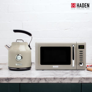 Haden 700W Countertop Microwave & Dorset 1.7L Electric Kettle, Putty & Chrome