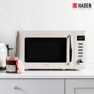 Haden Countertop Microwave & Dorset 2 Slice Wide Slot Toaster, Putty & Chrome