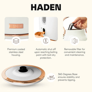 Haden Heritage 2 Slice Wide Slot Toaster & Electric Water Kettle, Ivory & Copper - TRAPSKI