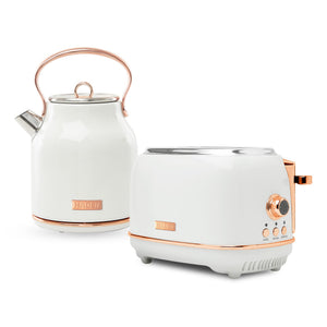 Haden Heritage 2 Slice Wide Slot Toaster & Electric Water Kettle, Ivory & Copper - TRAPSKI