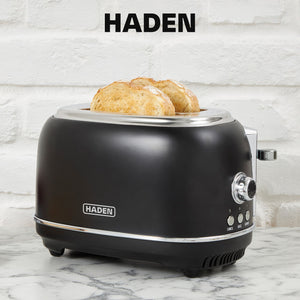 Haden 12 Cup Coffee Maker & Heritage 2 Slice Wide Slot Toaster, Black & Chrome