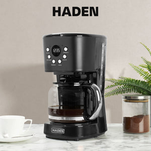 Haden 12 Cup Coffee Maker & Heritage 2 Slice Wide Slot Toaster, Black & Chrome