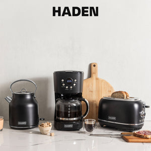 Haden Heritage 2 Slice Wide Slot Toaster & Electric Water Kettle, Black & Chrome