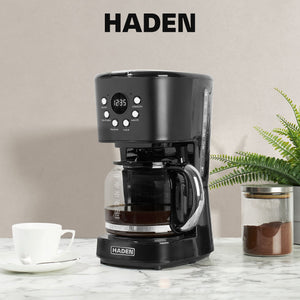 Haden Heritage 4 Slice Wide Slot Toaster & 12 Cup Coffee Maker, Black & Chrome - TRAPSKI