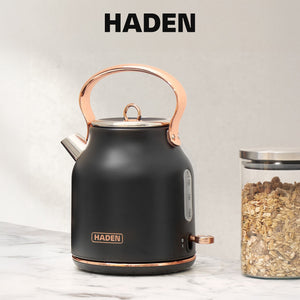 Haden Heritage 1.7 Liter Electric Kettle & 12 Cup Coffee Maker, Black & Copper