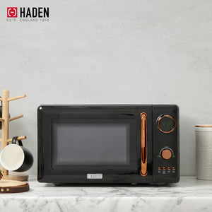 Haden Heritage 1.7L Electric Water Kettle & Compact Microwave, Black & Copper