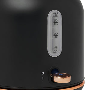 Haden Heritage Electric Water Kettle & 2 Slice Wide Slot Toaster, Black & Copper