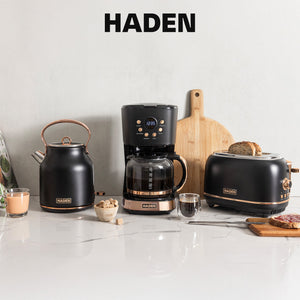 Haden Heritage Electric Water Kettle & 2 Slice Wide Slot Toaster, Black & Copper