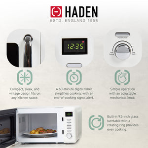 Haden Heritage Compact Microwave & 1.7L Electric Water Kettle, Ivory & Chrome - TRAPSKI