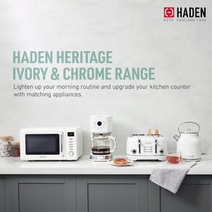 Haden Heritage Compact Microwave & 1.7L Electric Water Kettle, Ivory & Chrome - TRAPSKI