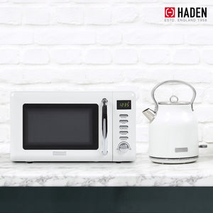 Haden Heritage Compact Microwave & 1.7L Electric Water Kettle, Ivory & Chrome - TRAPSKI