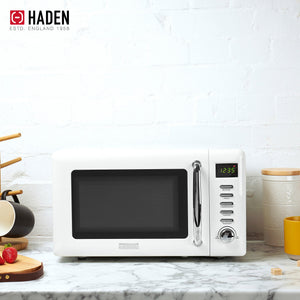 Haden Heritage Compact Microwave & 1.7L Electric Water Kettle, Ivory & Chrome - TRAPSKI