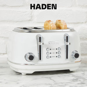 Haden Heritage 4 Slice Wide Slot Toaster & 12 Cup Coffee Maker, Ivory & Chrome - TRAPSKI