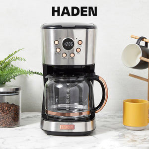 Haden Heritage 4 Slice Wide Slot Toaster & 12 Cup Coffee Maker, Steel & Copper