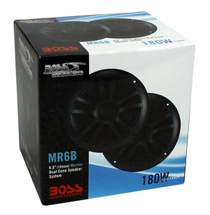 BOSS Audio MR6B 6.5" 180W Dual Cone Marine Full Range Speakers, Black, 1 Pair