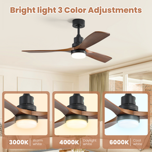 52 Inch Indoor Ceiling Fan with Dimmable LED Light and Remote Control