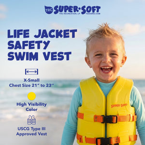 TRC Recreation Super Soft Child Life Jacket Safety Vest, X Small, 2 Pack, Yellow