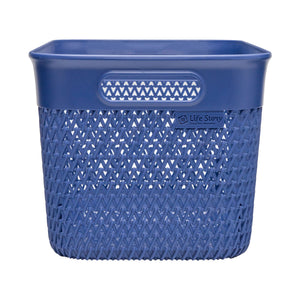 Life Story Lightweight Heavy Duty Storage Woven Trendy Basket, 2 Pack, Blue