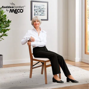 MECO Stakmore Urn Wood Upholstered Seat Folding Chair Set, 4 Pack, Fruitwood