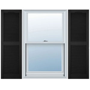 Plastic Development Group 14x71" Exterior Vinyl Louvered Shutters, 4 Pack, Black