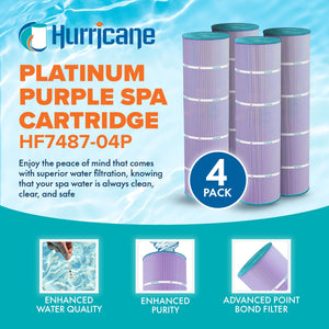 Hurricane 4 Pack HF7487-04P Platinum Purple Spa Filter Cartridge Replacement