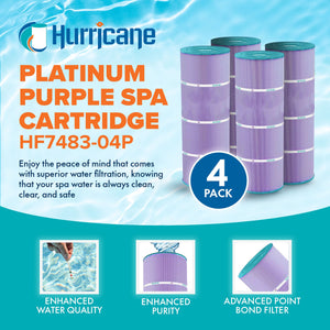 Hurricane Filters HF7483-04P Platinum Purple Pool Filter Cartridge Replacement for PA81-4-M, Unicel C-7483, Hayward C3030, and Other Models, 4-Pack