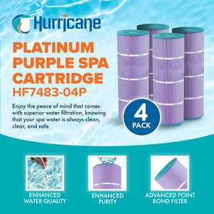 Hurricane Filters HF7483-04P Platinum Purple Pool Filter Cartridge Replacement for PA81-4-M, Unicel C-7483, Hayward C3030, and Other Models, 4-Pack